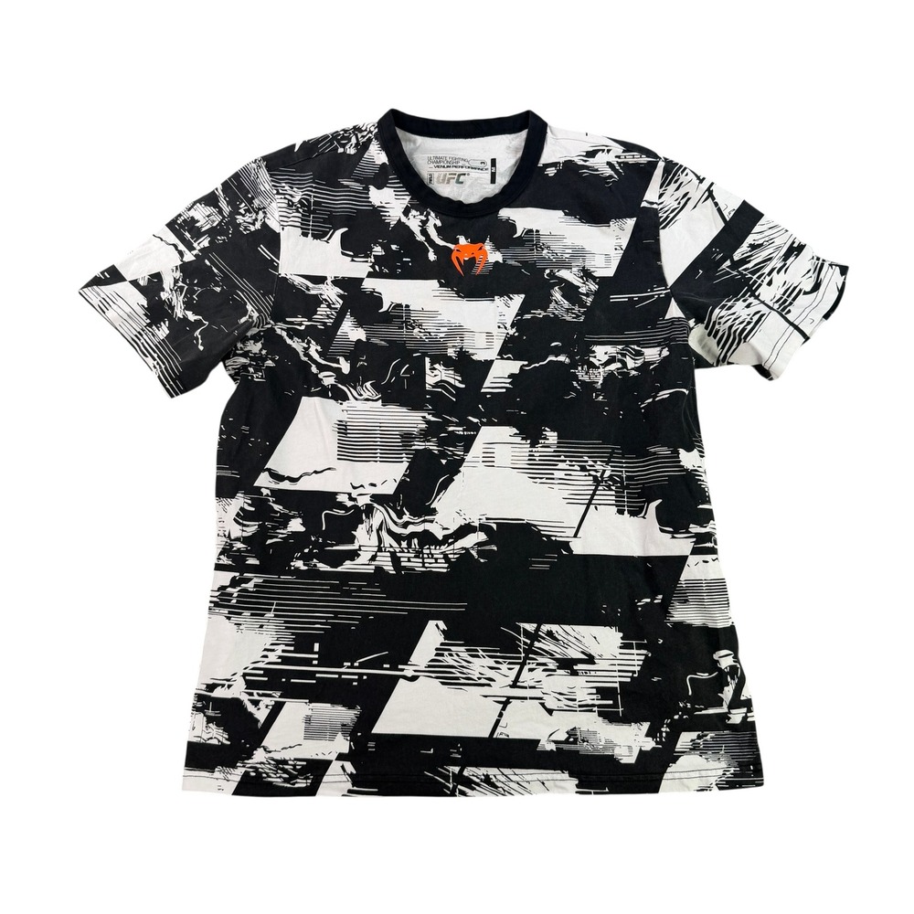 Venum UFC Zenith Fight Week Mens Medium Black White Abstract MMA T-Shirt